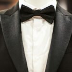 Wedding black tuxedo and tie on the unrecognizable person
